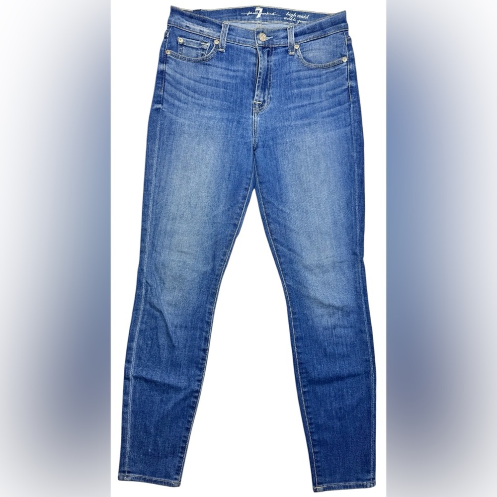 7 for all Mankind High Waist Ankle Gwenevere Light Wash Denim Jeans Womens 27